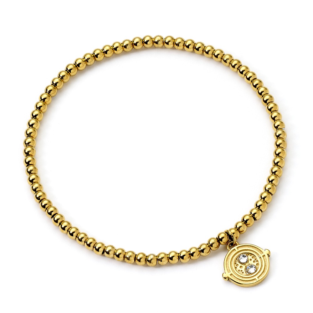 Harry Potter korálkový náramok Časovrat zlatý nerezová oceľ pružný 18 cm hypoalergénny prívesku