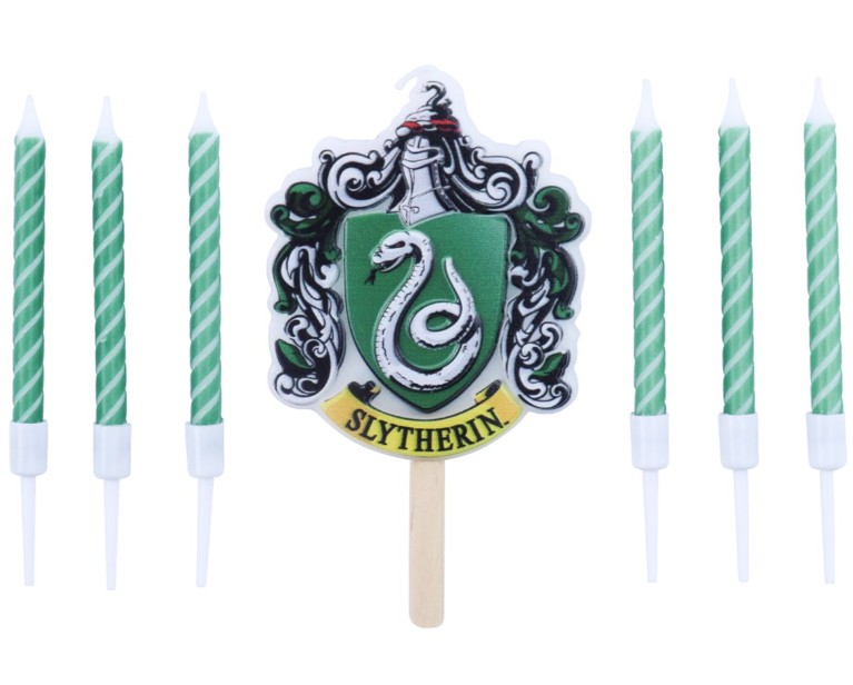 Sviečky Slizolin detail - Harry Potter narodeninová oslava fakulty