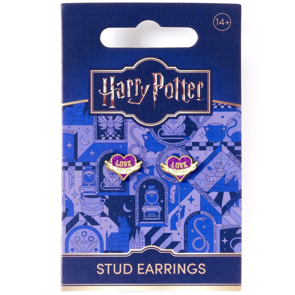Harry Potter Elixír lásky náušnice detail zlaté puzety romantický HP darček valentín licencia WB