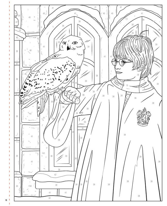 Harry Potter vyfarb podľa čísel Svet kúziel - 36 strán scény z filmov farebný kľúč