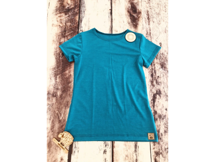 Letní junior MERINO tričko ZM Basic, KR - Petrol