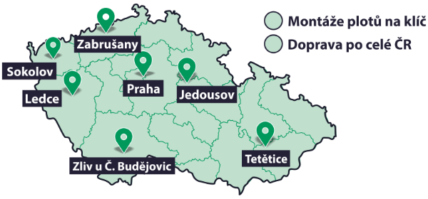 Mapa - montáž plotu na klíč - Ploty Dobrý