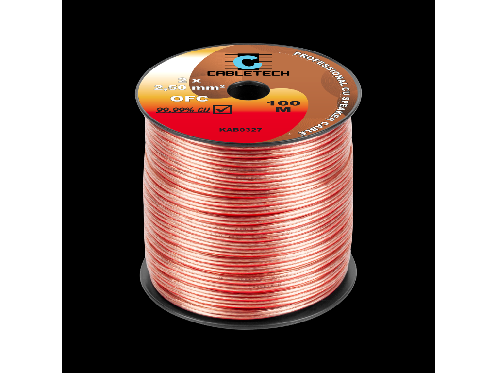 Reproduktorový kábel OFC 2×2,5 mm 100 m Cabletech L-KAB0327
