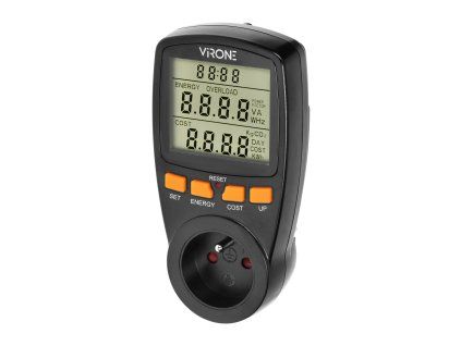 Energetický merač s LCD displejom, čierny
