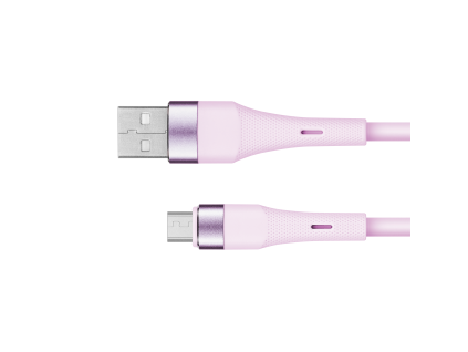 USB/micro USB kábel 1 m silikónový ružový Krüger&Matz Basic L-KM1270-1P