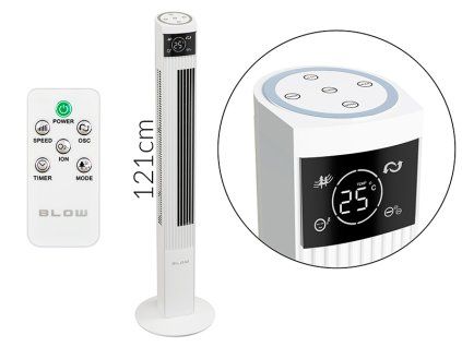 Biely stĺpový ventilátor 44-653-