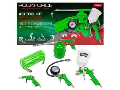 ROCKFORCE Sada PNEUMATICKÝCH náradí 5v1 pre KOMPRESOR 5 PRVKOV