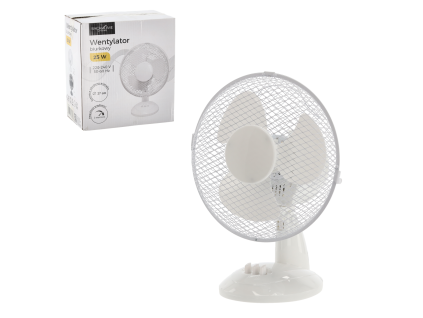 BIELY STOLNÝ VENTILÁTOR 25W *9066