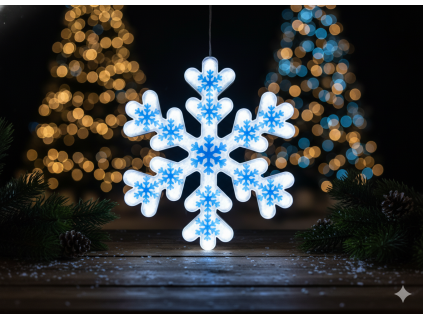 MODRÁ VLOČKA 40 CM NEON LED STUDENÁ BIELA *8332