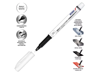 Permanentný technický marker biely 1 mm DEDRA M89Z21