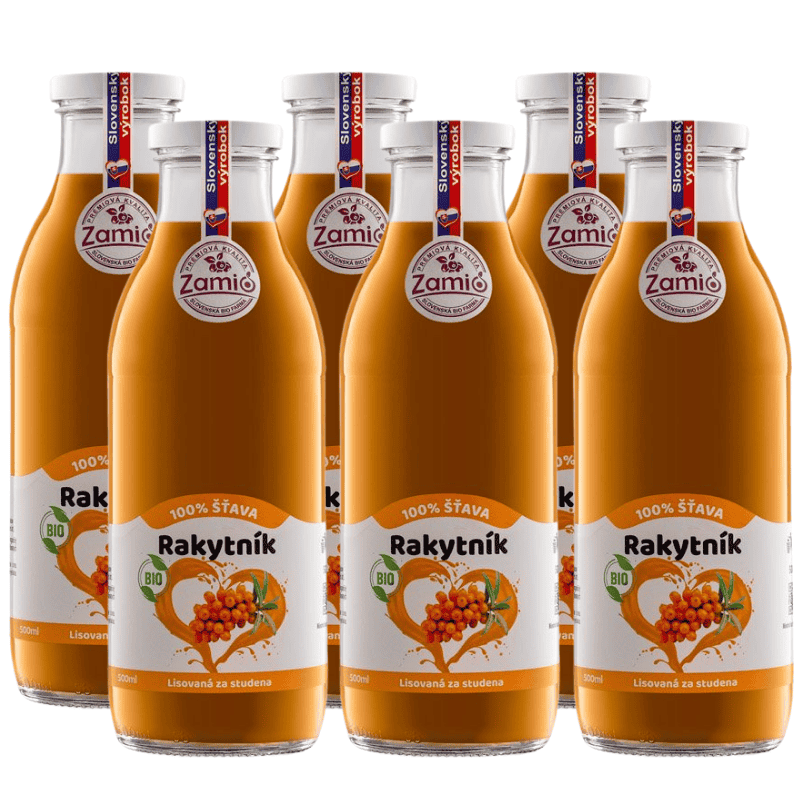 Detox kúra: BIO Rakytník 100% šťava 500ml x 6ks  | ZAMIO