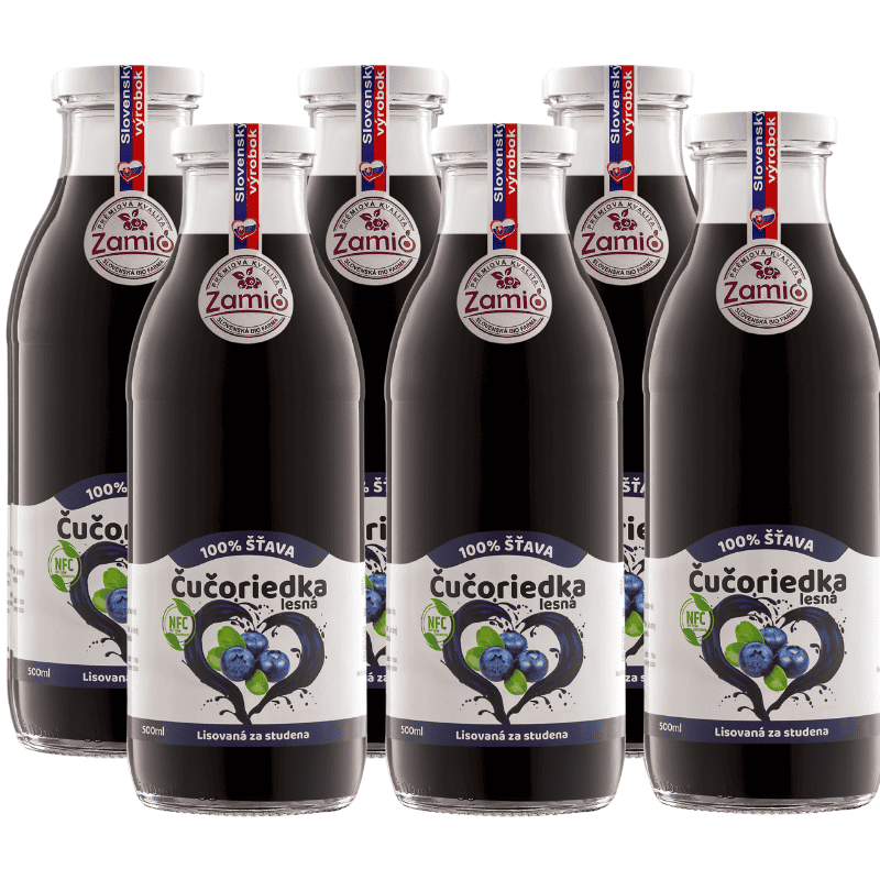 Detox kúra: Čučoriedka 100% šťava 500ml x 6ks  | ZAMIO