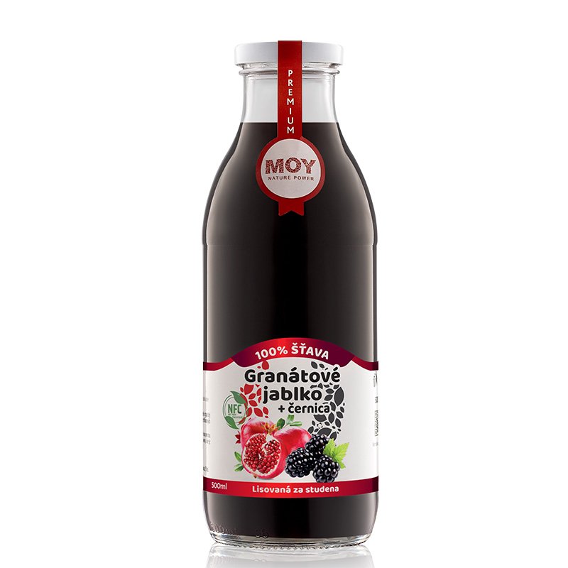 Džús Granátové jablko Černica 100% šťava 500ml MOY