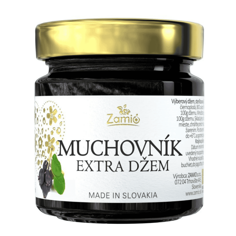 Detailná textúra extra džemu Zamio Muchovník v balení 125 ml.