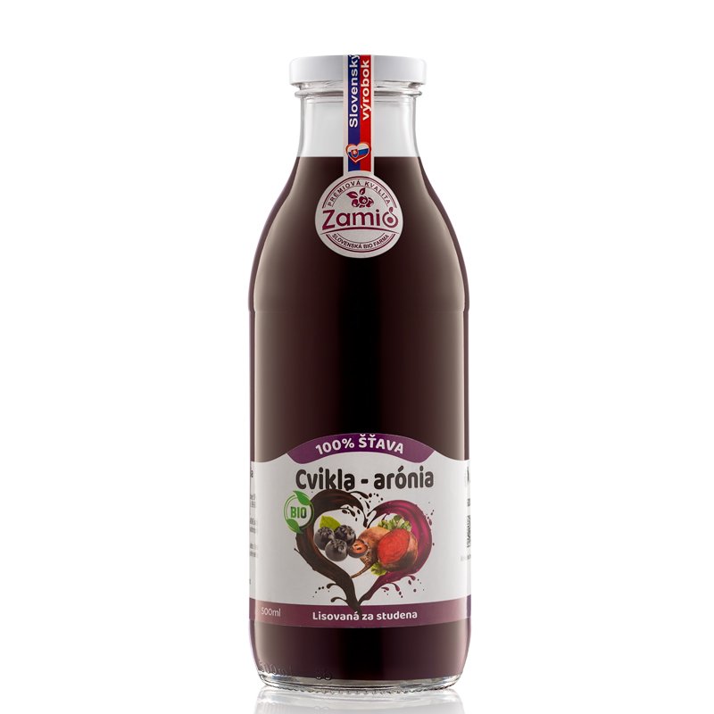 BIO ovocná šťava z arónie a cvikly v 500 ml fľaši