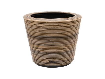 Obal Drypot Rattan Stripe - Round grey, průměr 33 cm