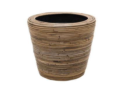 Obal Drypot Rattan Stripe - Round grey, průměr 38 cm