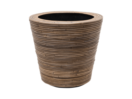 Obal Drypot Rattan Stripe - Round grey, průměr 38 cm