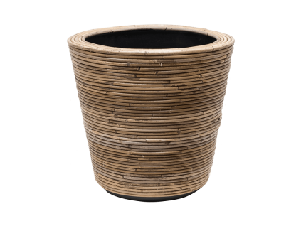Obal Drypot Rattan Stripe - Round Grey, průměr 43 cm