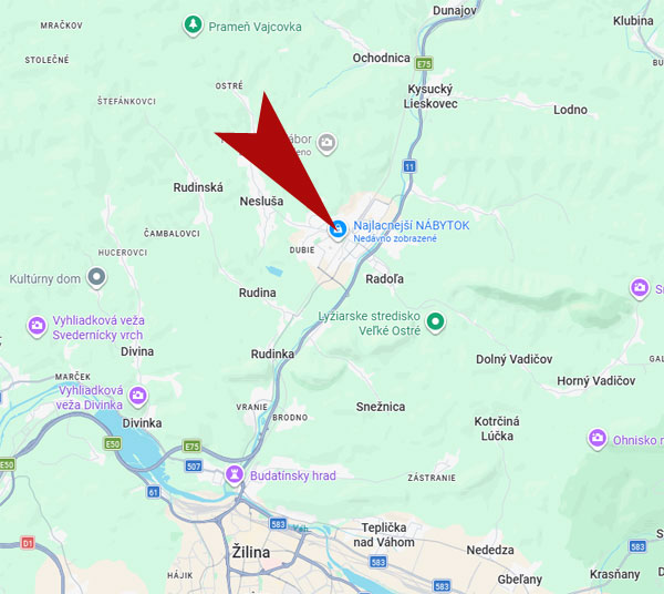 Google maps Najlacnejší Nábytok SK