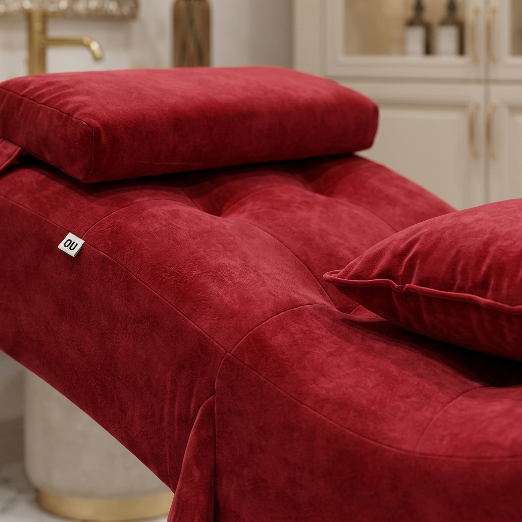 Kosmetické lehátko Cozzi STD-R Memory Foam – bordó velur, černý rám – fotografie 4