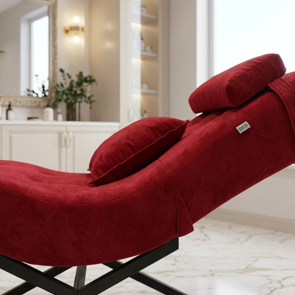 Kosmetické lehátko Cozzi STD-R Memory Foam – bordó velur, černý rám – fotografie 5