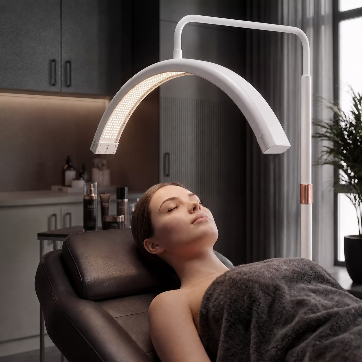 Kosmetická stojací LED lampa Moon Pro – bílá – nastavení světla