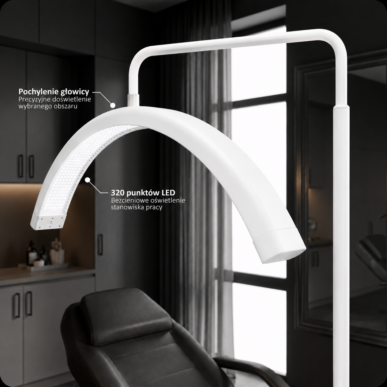 Kosmetická stojací LED lampa Moon Pro – bílá – detail