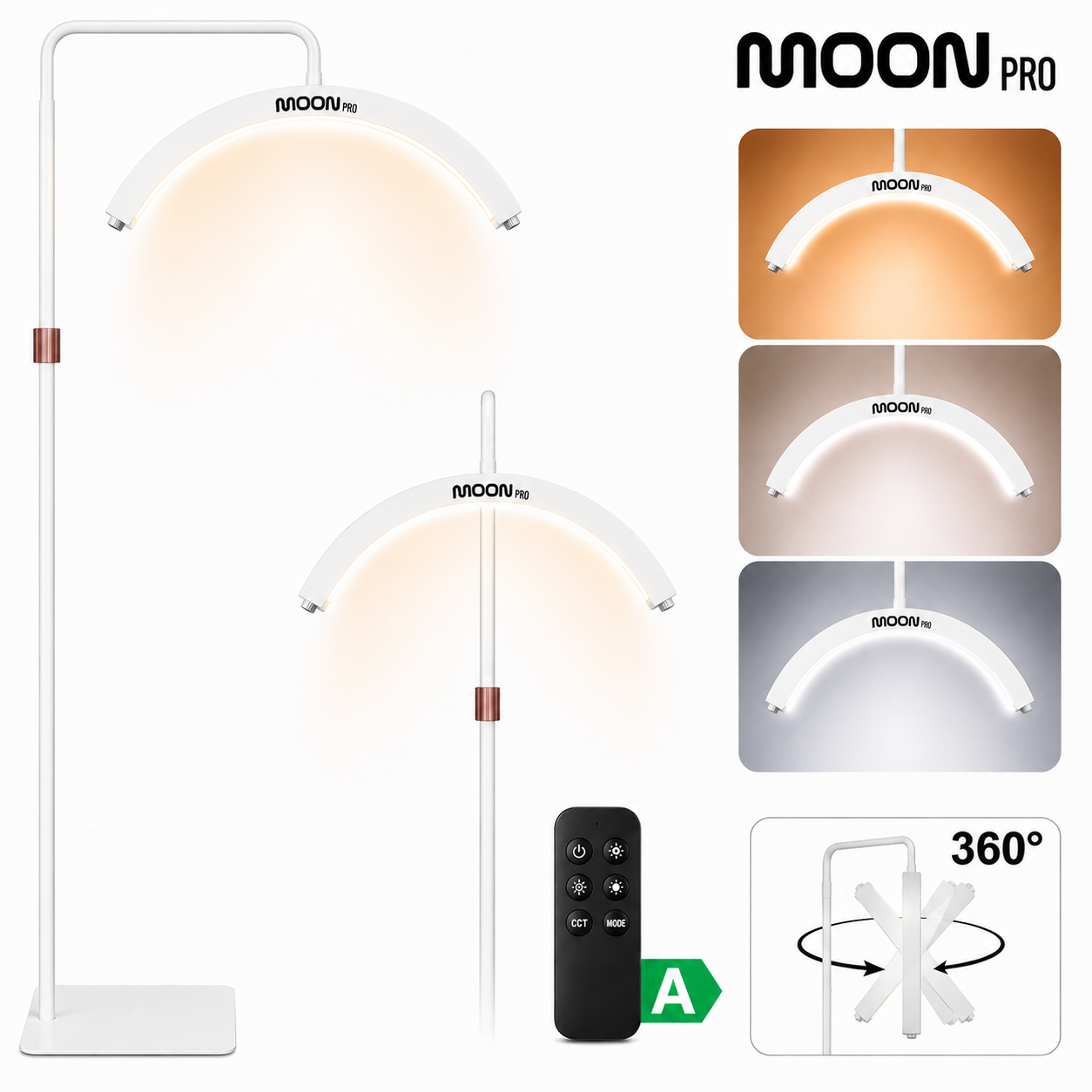 Kosmetická stojací LED lampa Moon Pro – bílá