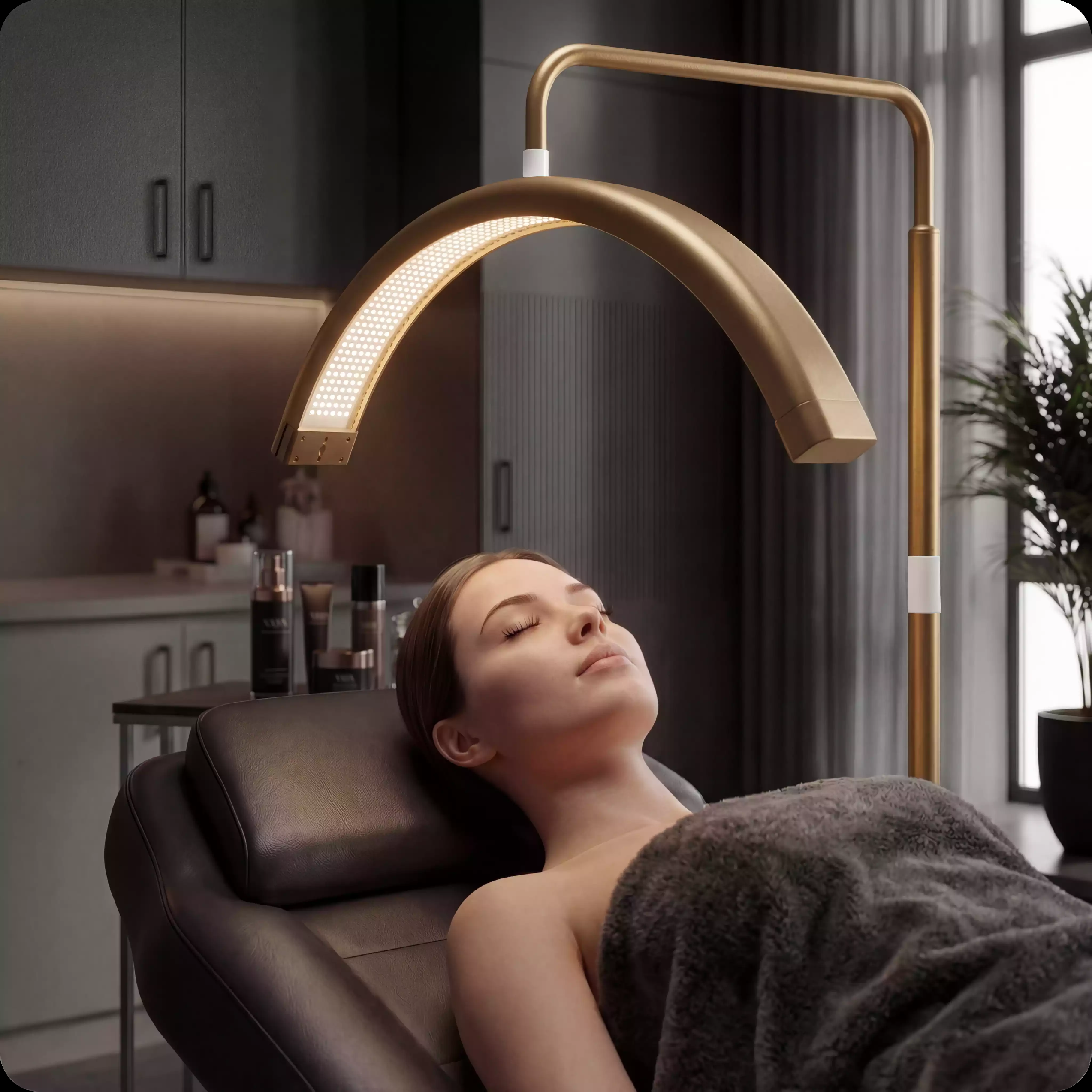 Kosmetická stojací LED lampa Moon Pro MAX – zlatá – nastavení světla