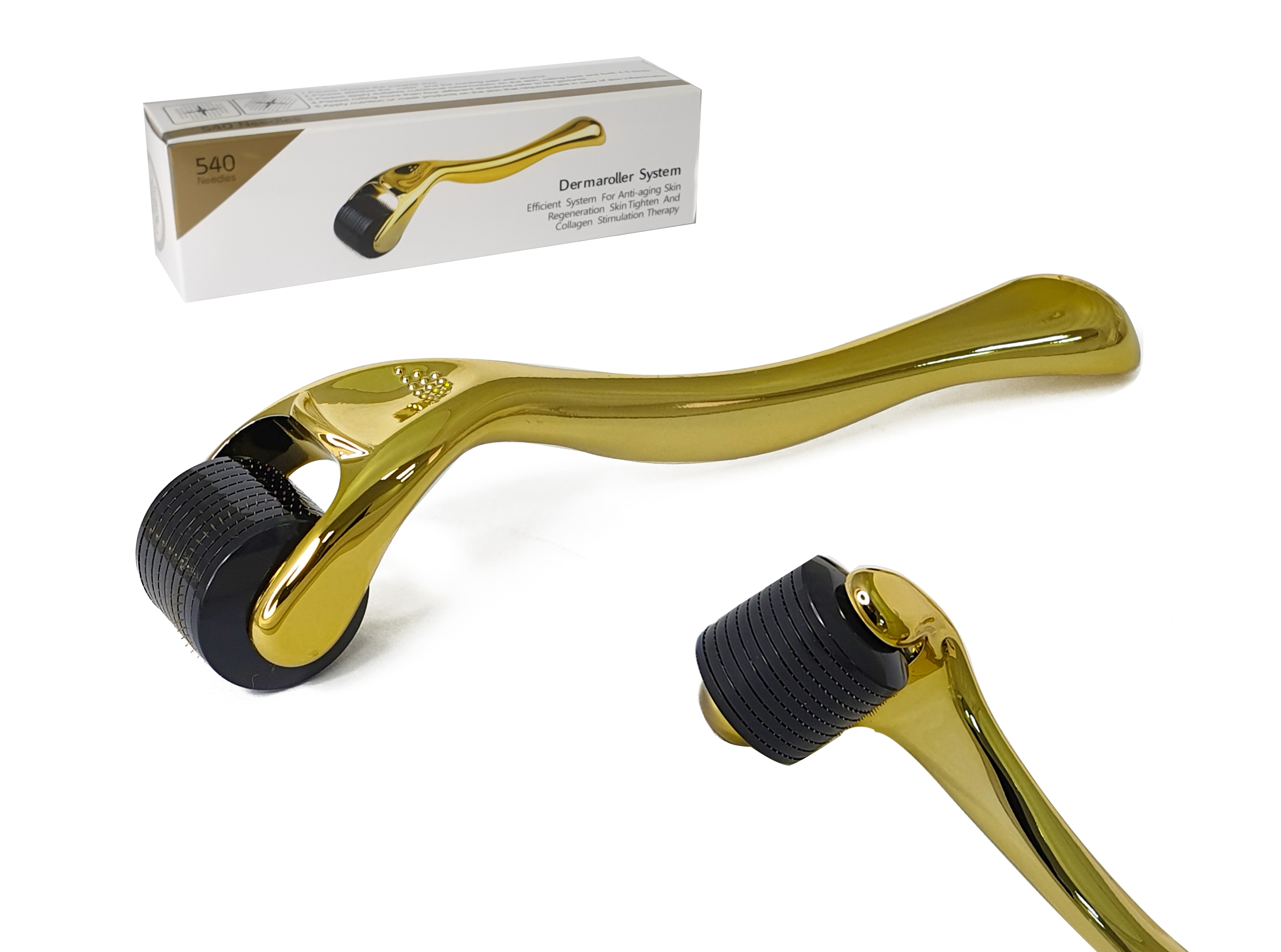 Derma roller 540 jehel 0,75 mm, zlatá ocel