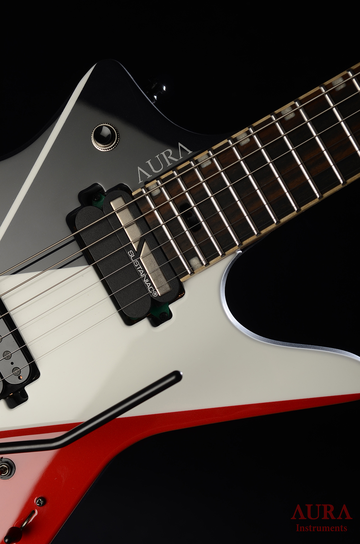 Handmade Aura Headless Explorer Guitar detail 4