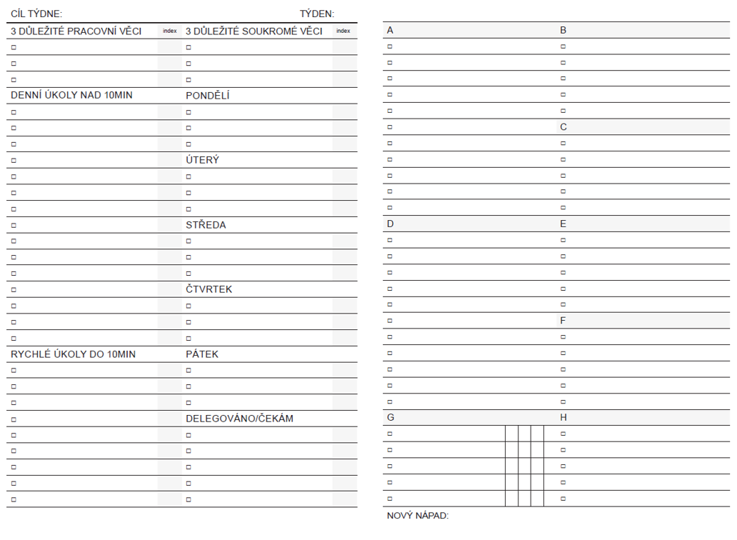 Týdenní mPlanner Classic – náhled