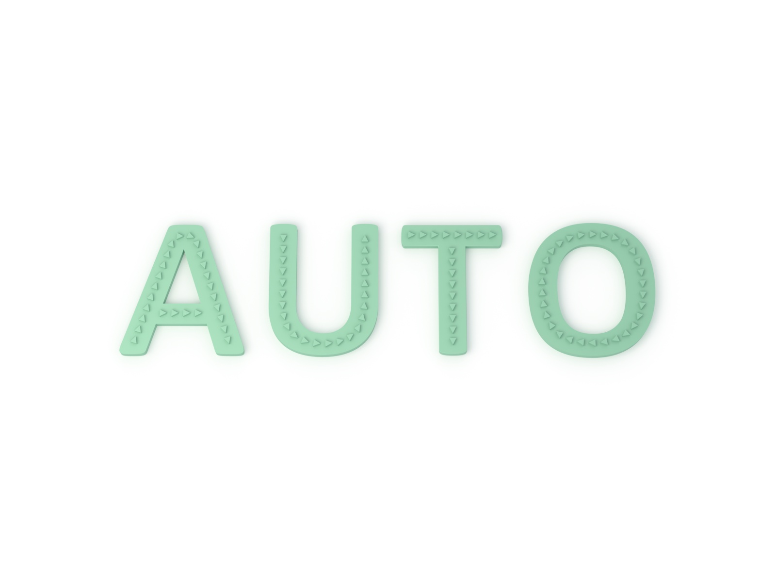 Detail vystouplých směrových šipek na písmenech AUTO