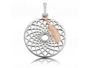 Stříbrný přívěsek LAPAČ SNŮ s pírkem rosé
