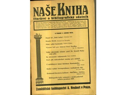 Naše kniha - Literární a bibliografický věstník, ročník XI., 1930