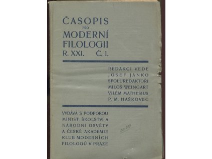 Časopis pro moderní filologii Ročník XXI. 1935, číslo 1-4