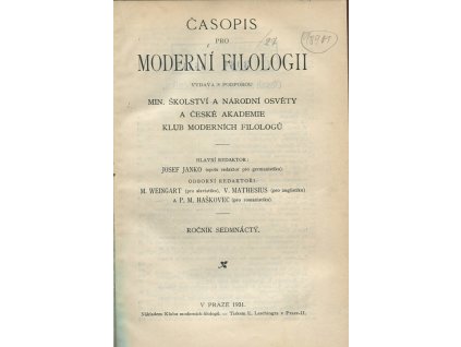 Časopis pro moderní filologii - ročník sedmnáctý 1931