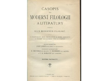 Časopis pro moderní filologii - Ročník patnáctý