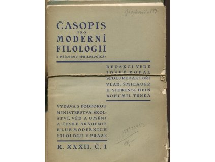 Časopis pro moderní filologii 1948-1949 roč. XXXII.