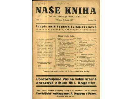 Naše kniha - Literárně bibliografický měsíčník, ročník VIII., 1927