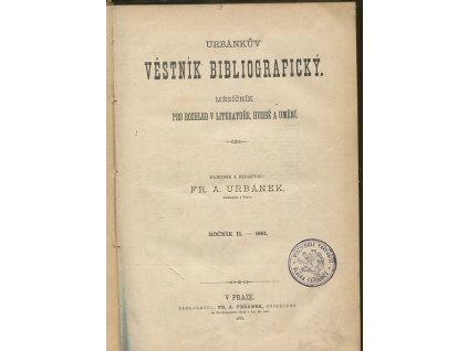 Věstník bibliografický, 1881 - Časopis pro literaturu, hudbu a umění, ročník II.