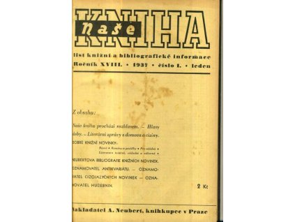 Naše kniha - List knižní a bibliografické informace, ročník XVIII., 1937