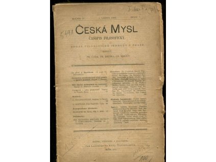 Česká mysl - časopis filosofický, ročník IV., 1903