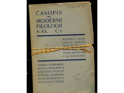 Časopis pro moderní filologii, ročník XX., 1934