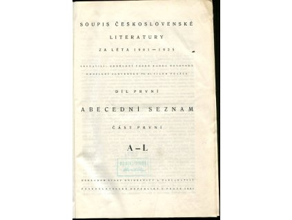 Soupis československé literatury za léta 1901–1925 I–II
