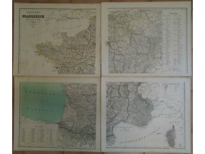 Francie - General-Karte von Frankreich, 4 díly, F. Handtke, 1842