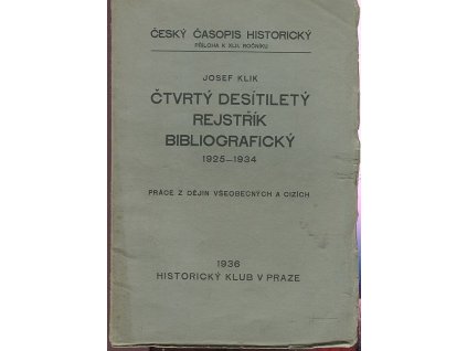 Čtvrtý desítiletý rejstřík bibliografický 1925 - 1934