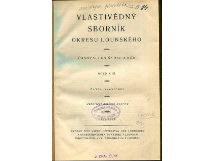 Vlastivědný sborník okresu Lounského - časopis pro školu a dům, ročník III.