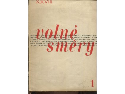 Volné směry - umělecký měsíčník, ročník XXVII., čísla 1-12